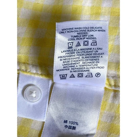 Lands End Cotton Gauze Shirt Yellow Plaid Gingham Lightweight Coastal 22W - Picture 13 of 13